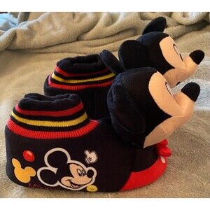 Mickey Mouse Slippers Sz 11 - 12 Junior Mickey Disney Kids Slippers